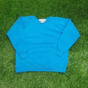 Vintage 90s Hanes Blank Sweatshirt Womens Large 21x22 Boxy Blue